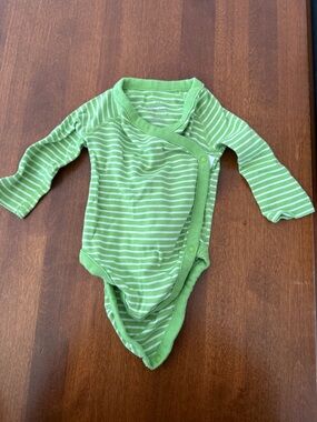 Hanna Andersson Green & White Striped Infant Wrap One-Piece